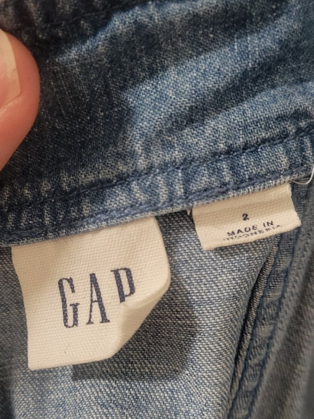 GAP Denim Apron Neck A-Line Mini Dress - Medium Indigo - Size 2 - Picture 5 of 8